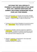 CSP EXAM TEST 2024 &lpar;SPECIALTY  PHARMACY&rpar; 2025&vert; BRAND NEW ACTUAL EXAM  WITH 100&percnt; VERIFIED QUESTIONS AND  CORRECT SOLUTIONS&vert; GUARANTEED VALUE  PACK&vert; ACE YOUR GRADES&period;