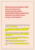  Minnesota Special Engineer Boiler License Practice Exam Questions&vert;Latest Expert Update&lpar;2025-2026&rpar;&vert;Verified Exam Questions with 100&percnt; Correct Answers&vert; All Graded A&plus;&period;