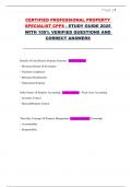 CERTIFIED PROFESSIONAL PROPERTY  SPECIALIST CPPS - STUDY GUIDE 2025  WITH 100&percnt; VERIFIED QUESTIONS AND  CORRECT ANSWERS 