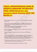 TEXAS JURISPRUDENCE EXAM IN SPEECH-LANGUAGE PATHOLOGY FINAL EXAM Questions and