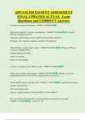 ADVANCED PATIENT ASSESSMENT  FINAL UPDATED ACTUAL  Exam  Questions and CORRECT Answers 