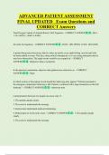 ADVANCED PATIENT ASSESSMENT  FINAL UPDATED   Exam Questions and  CORRECT Answers 
