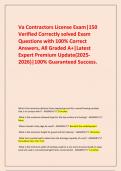  Va Contractors License Exam&vert;150 Verified Correctly solved Exam Questions with 100&percnt; Correct Answers&comma; All Graded A&plus;&vert;Latest Expert Premium Update&lpar;2025-2026&rpar;&vert;100&percnt; Guaranteed Success&period;