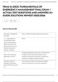 FEMA IS-230&period;E&colon; FUNDAMENTALS OF EMERGENCY MANAGEMENT FINAL EXAM &sol; ACTUAL TEST QUESTIONS AND ANSWERS &lpar;A&plus; GUIDE SOLUTION&rpar; NEWEST 2025&sol;2026