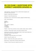 NU 220 EXAM 1 QUESTIONS WITH CORRECT ANSWERS GRADED A&plus; 