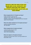 ORTHOTIC WRITTEN SIMULATION 2025&vert;  BRAND NEW ACTUAL EXAM WITH 100&percnt;  VERIFIED QUESTIONS AND CORRECT  SOLUTIONS&vert; GUARANTEED VALUE PACK&vert; ACE  YOUR GRADES&period; 