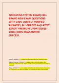   OPERATING SYSTEM EXAM&vert;250&plus; BRAND NEW EXAM QUESTIONS WITH 100&percnt; CORRECT VERIFIED ANSWERS&comma; ALL GRADED A&plus;&vert;LATEST EXPERT PREMIUM UPDATE&lpar;2025-2026&rpar;&vert;100&percnt; GUARANTEED SUCCESS&period;