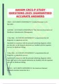 PACKAGE DEAL FOR THE AAHAM CRCP-P&vert;CRCP-I EXAMS &vert;GUARANTEED ACCURATE ANSWERS &vert;COMPLETE