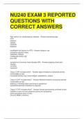 NU240 EXAM 3 REPORTED QUESTIONS WITH CORRECT ANSWERS 