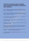 STATE OF COLORADO SALES LICENSE TEST EXAMS WITH CORRECT QUESTIONS AND ANSWERS&period;