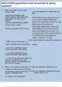 WGU D330 &lpar;questions well answered to pass&rpar; updated