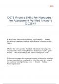 D076 Finance Skills For Managers - Pre Assessment Verified Answers (2025)!!D076 Finance Skills For Managers - Pre Assessment Verified Answers (2025)!!