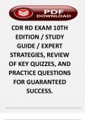 CDR RD EXAM 10TH EDITION &sol; STUDY GUIDE &sol; EXPERT STRATEGIES&comma; REVIEW OF KEY QUIZZES&comma; AND PRACTICE QUESTIONS FOR GUARANTEED SUCCESS&period;