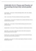 COUN 601 Ch 2-3 Theory and Practice of Counseling &lpar;Corey&rpar; fully solved graded A&plus;