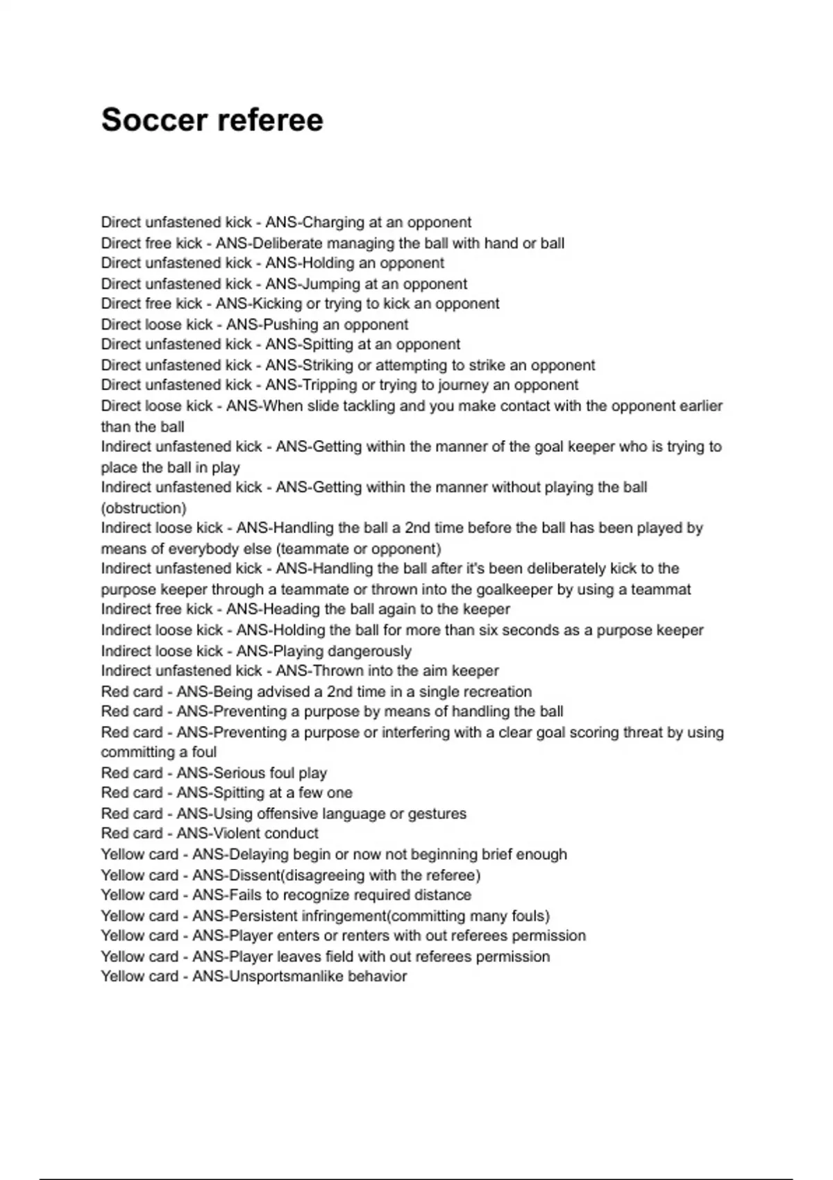 Soccer referee QUESTIONS WITH DETAILED VERIFIED ANSWERS (100% CORRECT ...