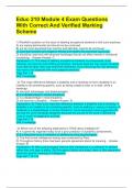 Educ 210 Module 4 Exam Questions With Correct And Verified Marking Scheme