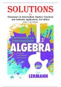 Solutions for Elementary & Intermediate Algebra&colon; Functions and Authentic Applications&comma; 3rd edition by Lehmann