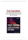 Test bank introduction to health research methods a practical guide 3rd edition by kathryn h&period; jacobsen &sol; All chapters &sol;2024 Updated &sol; Rated A&plus;