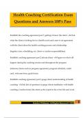 Health Coaching Certification Exam Questions and Answers 100&percnt; Pass