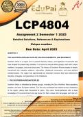 LCP4804 Assignment 2 (COMPLETE ANSWERS) Semester 1 2025 - DUE April 2025