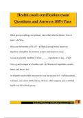 Health coach certification exam Questions and Answers 100&percnt; Pass