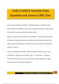 Unity Certified Associate Exam Questions and Answers 100&percnt; Pass