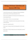 Biology 1134 Exam 1 Questions and Answers 100&percnt; Pass