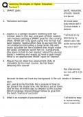 Learning Strategies in Higher Education - Section 1 Question and answers verified to pass
