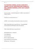 TCI TRAINING CORNELL ACTUAL EXAM WITH CORRECT ACTUAL QUESTIONS AND CORRECTLY WELL DEFINED ANSWERS LATEST 2025 ALREADY GRADED A&plus;