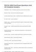 PSYCH 1000 Final Exam Questions And All Complete Answers&period;