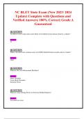 NC BLET State Exam &lpar;New 2023&sol; 2024 Update&rpar; Complete with Questions and Verified Answers&vert; 100&percnt; Correct&vert; Grade A Guaranteed