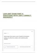 L&M UNIT EXAM PART A QUESTIONS WITH 100&percnt; CORRECT ANSWERS&excl;&excl;