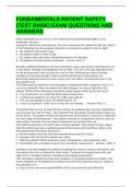 FUNDAMENTALS PATIENT SAFETY &lpar;TEST BANK&rpar; EXAM QUESTIONS AND ANSWERS