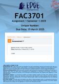 FAC3701 Assignment 1 &lpar;ANSWERS&rpar; Semester 1 2025 - DISTINCTION GUARANTEED