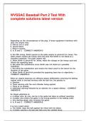 WVSSAC Baseball Part 2 Test With complete solutions latest version&period;