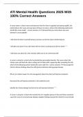 ATI Mental Health Questions 2025 With 100&percnt; Correct Answers
