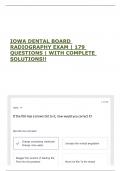 IOWA DENTAL BOARD RADIOGRAPHY EXAM &vert; 179 QUESTIONS &vert; WITH COMPLETE SOLUTIONS&excl;&excl;