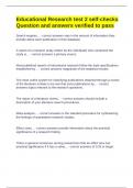 Educational Research test 2 self-checks Question and answers verified to pass