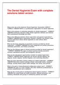The Dental Hygienist Exam with complete solutions latest version&period;