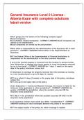 General Insurance Level 2 License - Alberta Exam with complete solutions latest version&period;