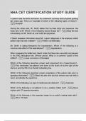 NHA CET CERTIFICATION STUDY GUIDE &lpar;LATEST 2025 &sol; 2026 UPDATE&rpar; ACTUAL EXAM&comma; ALL QUESTIONS AND CORRECT ANSWERS WITH A GUARANTEED PASS&comma; GRADED A&plus;&period;