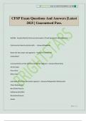CFSP Exam Questions And Answers &vert;Latest 2025 &vert; Guaranteed Pass&period;
