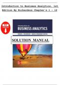 Solution manual for Introduction to Business Analytics&comma; 1st Edition by Richardson and Watson&comma; Chapter 1 to 12 complete editon
