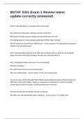 BSTAT 3321 Exam 1 Review latest update correctly answered