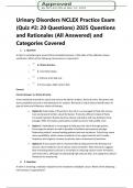 Urinary Disorders NCLEX   2025 Questions and Rationales &lpar;All Answered&rpar; and Categories Covered