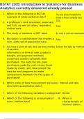 BSTAT 2305&colon; Introduction to Statistics for Business Analytics correctly answered already passed