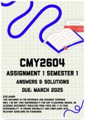CMY2604 Assignment 1 Semester 1 &vert; Due March 2024