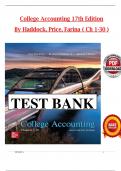 David Haddock&sol;John Price&comma; College Accounting 17th Edition TEST BANK&comma; Verified Chapters 1 - 30 Questions With Complete Solutions&period;