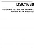 DSC1630 Assignment 2 &lpar;COMPLETE ANSWERS&rpar; Semester 1- Due March 2025