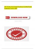 CDT Written Exam Sample Questions &lpar;Certified Dental Technician&rpar; Correct 100&percnt;  2025